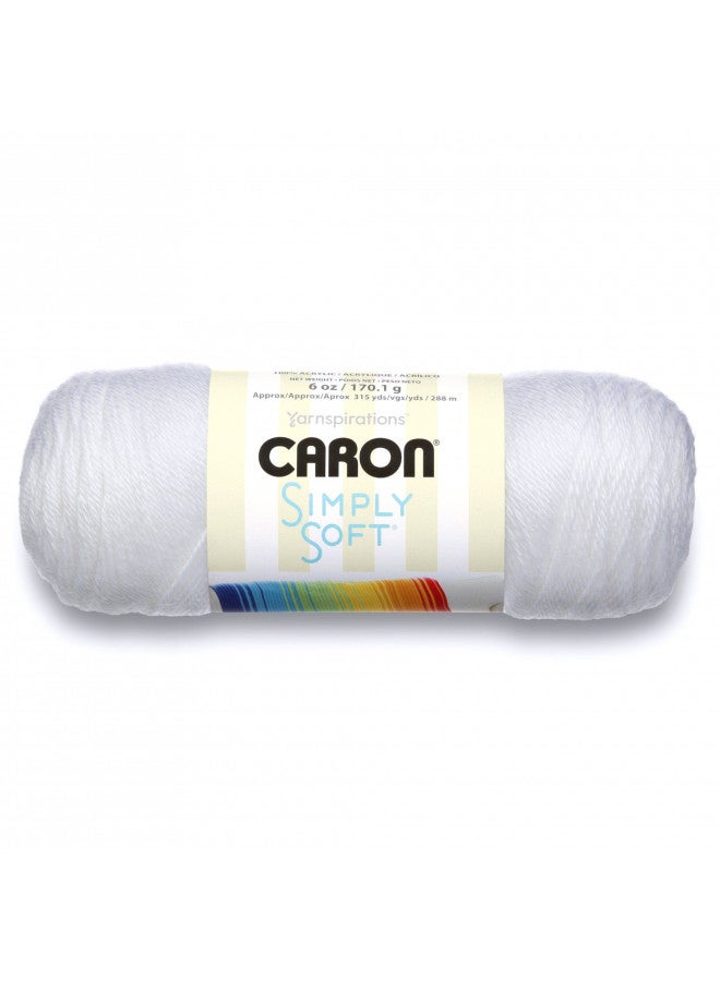 Caron Simply Soft Solids Yarn (4) Medium Gauge 100% Acrylic - 6 oz - White - Machine Wash & Dry - Image 2