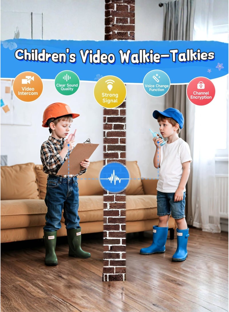 Sunshine Trade World Face-to-Face Video Walky Talkiy for Kids – 2 Pack Rechargeable Video Intercom Toys Set with LCD Screen & Front Camera, Real-Time Video Chat, No SIM Needed & No WiFi Required, Long-Range 20–40MHz Kids Walkiy Talkiyes for Indoor & Outdoor Adventures, Learning Communication Toys for Boys & Girls Ages 3–12, Blue & Pink, USB-Rechargeable, Durable ABS Build, Camping Gear, Birthday & Christmas Gift Set - Image 5