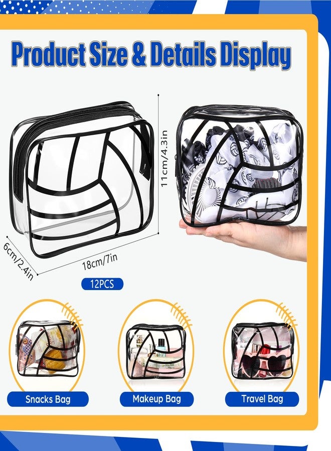 Reginary 12 Pcs Volleyball Gifts Bags Goodie Clear PVC Portable Makeup Cosmetics Bags 7 x 4.3 x 2.4 '' Waterproof Sport Carry Pouch Organizer with Zippered for Woman Volleyball Team Coach Gifts - Image 2