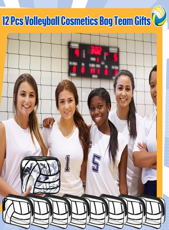 Reginary 12 Pcs Volleyball Gifts Bags Goodie Clear PVC Portable Makeup Cosmetics Bags 7 x 4.3 x 2.4 '' Waterproof Sport Carry Pouch Organizer with Zippered for Woman Volleyball Team Coach Gifts - Image 5