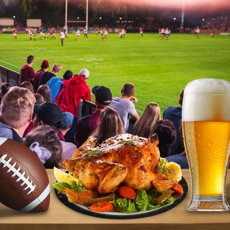 Aixuler 40pcs Football Party Paper Plates Set Disposable Sports Party Food Dinner Dessert Plate Birthday Tableware Decorations Favors, Including 20pcs 9" and 20pcs 7" Plates for Football Theme Plate - Image 4