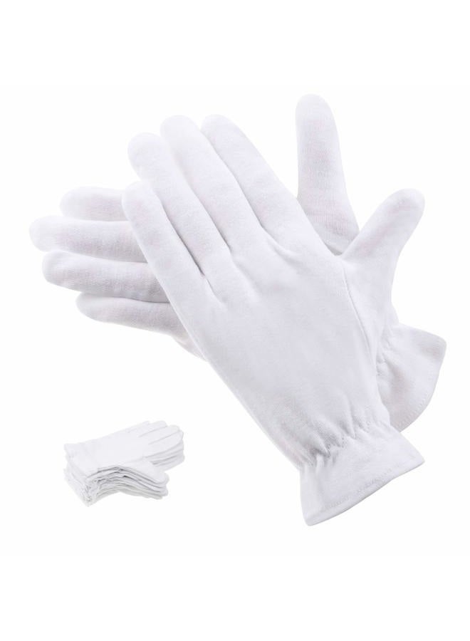 selizo 100 Percent Cotton Gloves for Dry Hands Eczema, Selizo 10 Pairs White Cotton Gloves for Women Dry Hands Moisturizing Cosmetic Sensitive Irritated Skin Spa - Image 1