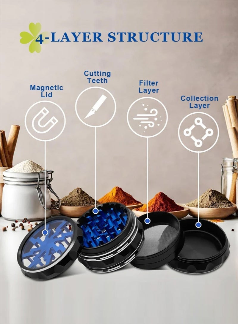 Arabest 2.5" Spice Grinder, Aluminum Alloy Grinder for Kitchen Portable Herb Mill Grinder for Spice Blue - Image 3