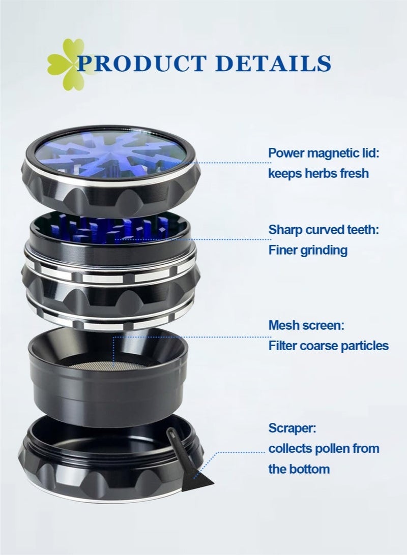 Arabest 2.5" Spice Grinder, Aluminum Alloy Grinder for Kitchen Portable Herb Mill Grinder for Spice Blue - Image 4