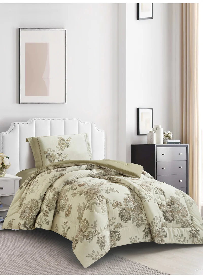 Donetella Bedding Comforter Set, twin Size 170x230 cm - 2-Pcs Digital Print Quilted Bed Set, Microfiber Fabric - 1 Comforter, 1 Pillow Shams.