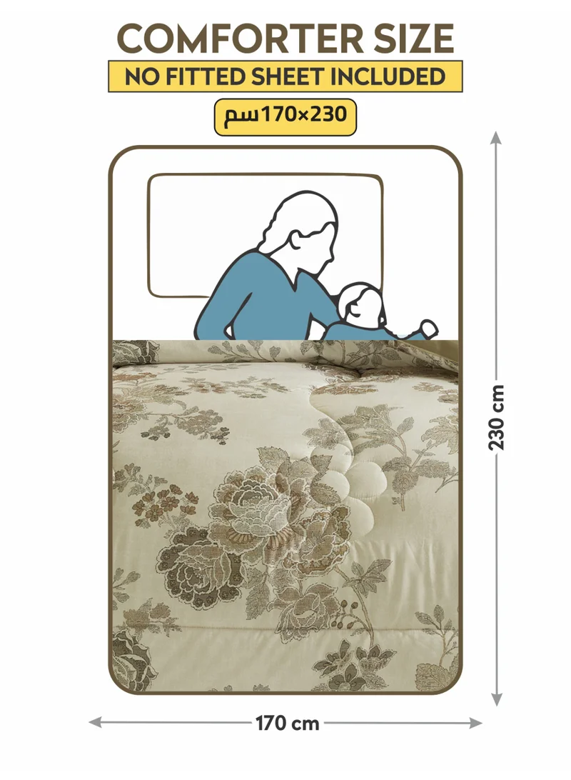 Donetella Bedding Comforter Set, twin Size 170x230 cm - 2-Pcs Digital Print Quilted Bed Set, Microfiber Fabric - 1 Comforter, 1 Pillow Shams.