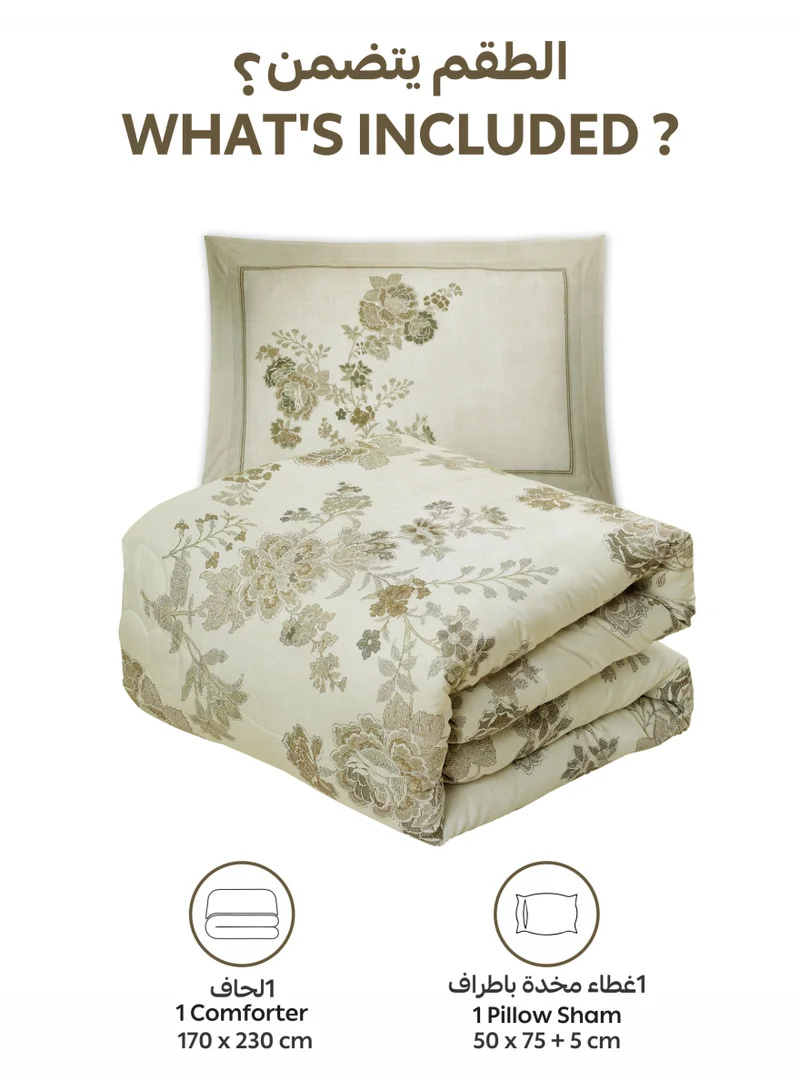 Donetella Bedding Comforter Set, twin Size 170x230 cm - 2-Pcs Digital Print Quilted Bed Set, Microfiber Fabric - 1 Comforter, 1 Pillow Shams.