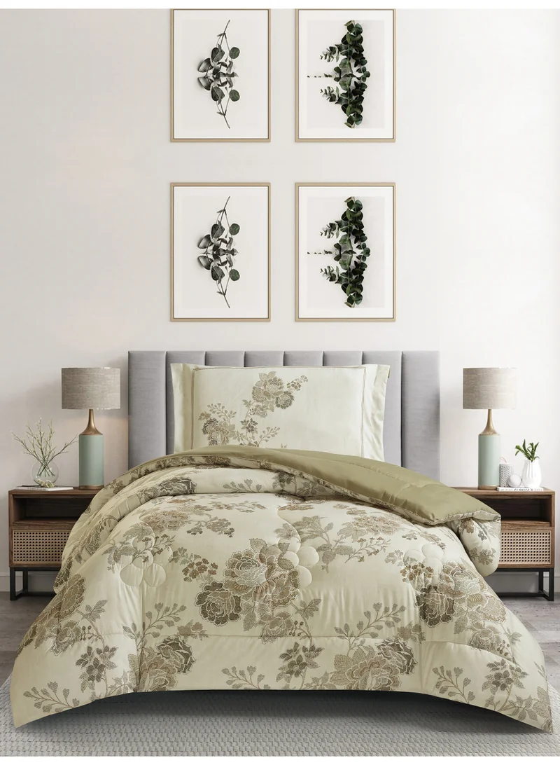 Donetella Bedding Comforter Set, twin Size 170x230 cm - 2-Pcs Digital Print Quilted Bed Set, Microfiber Fabric - 1 Comforter, 1 Pillow Shams.