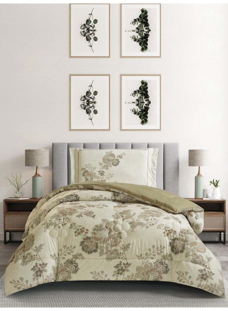 دوناتيلا طقم مفرش سرير 2 قطعة مقاس مفرد ونص يناسب سرير 120×200 , تصميم مشجر انيق , مايكروفايبر فائق النعومة , يناسب جميع الفصول  - Image 1