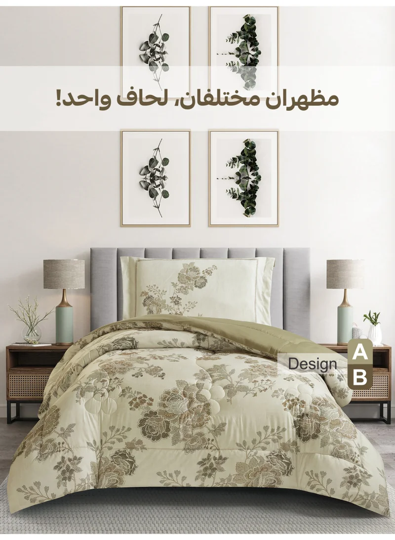 Donetella Bedding Comforter Set, twin Size 170x230 cm - 2-Pcs Digital Print Quilted Bed Set, Microfiber Fabric - 1 Comforter, 1 Pillow Shams.