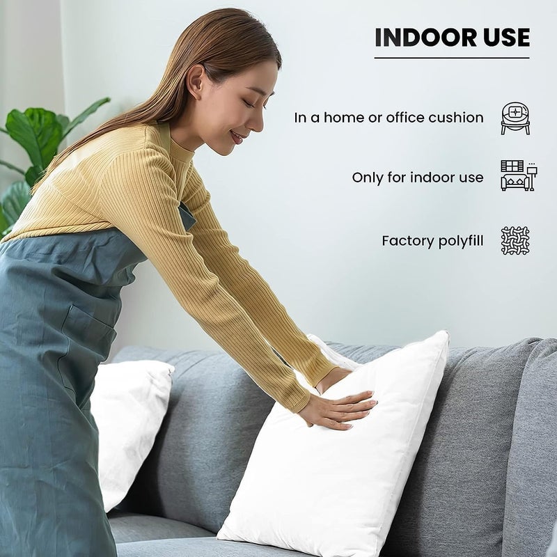 Foamily Foamily Throw Pillow Insert 18 x 18 inch (Set of 2) Hypoallergenic 100% Virgin Fiber Bed  Sofa  Couch Decorative Indoor Pillows Made in USA  - Image 5