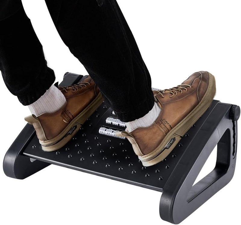 NETXE Adjustable Foot Rest for Office Chair with Massage Texture and Roller Ergonomic Footrest Under Desk with 6 Heights Leg Resting Stool for Home Office Table and Sofa - Image 2