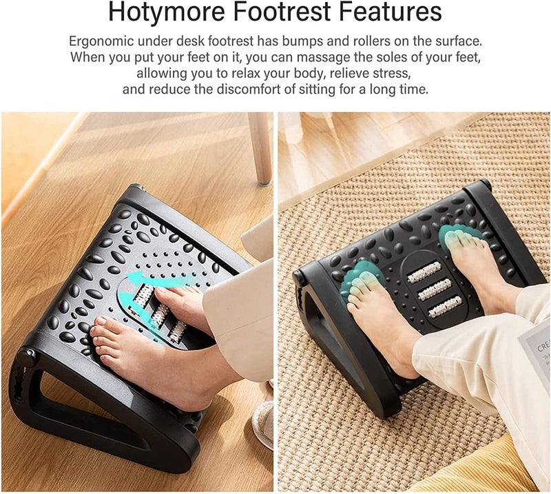NETXE Adjustable Foot Rest for Office Chair with Massage Texture and Roller Ergonomic Footrest Under Desk with 6 Heights Leg Resting Stool for Home Office Table and Sofa - Image 5