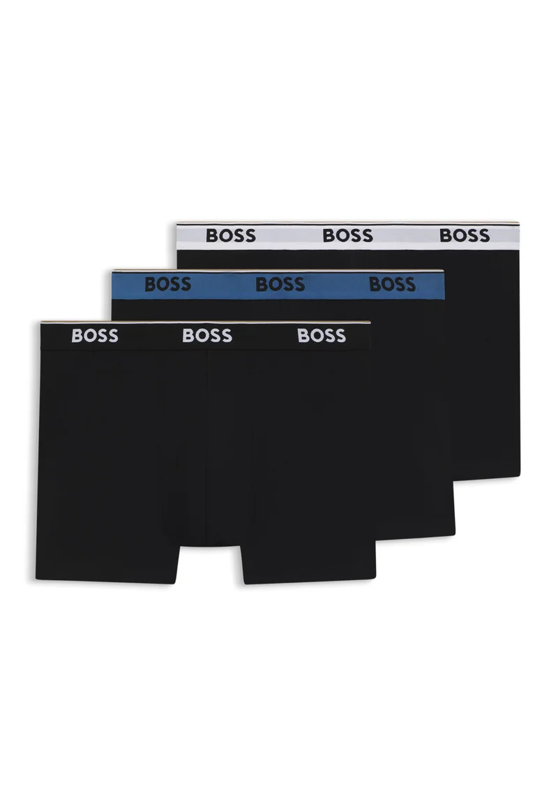 BOSS Three-pack of logo-waistband boxer briefs