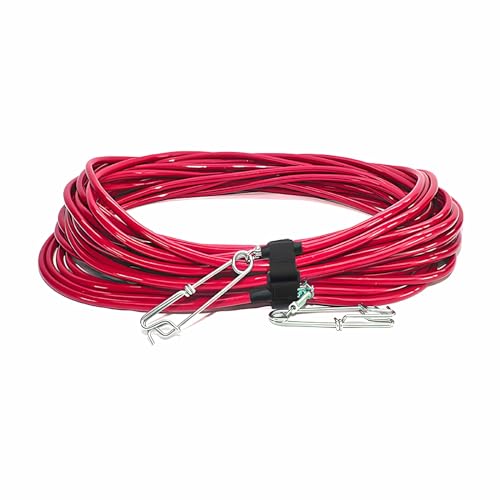 MIMIRACLE Heavy Duty Vinyl Float Line Assembly for Spearfishing and Freediving - High Visibility Red, 550 lb Test Strength, Stainless Steel Clips -50Ft - Image 1