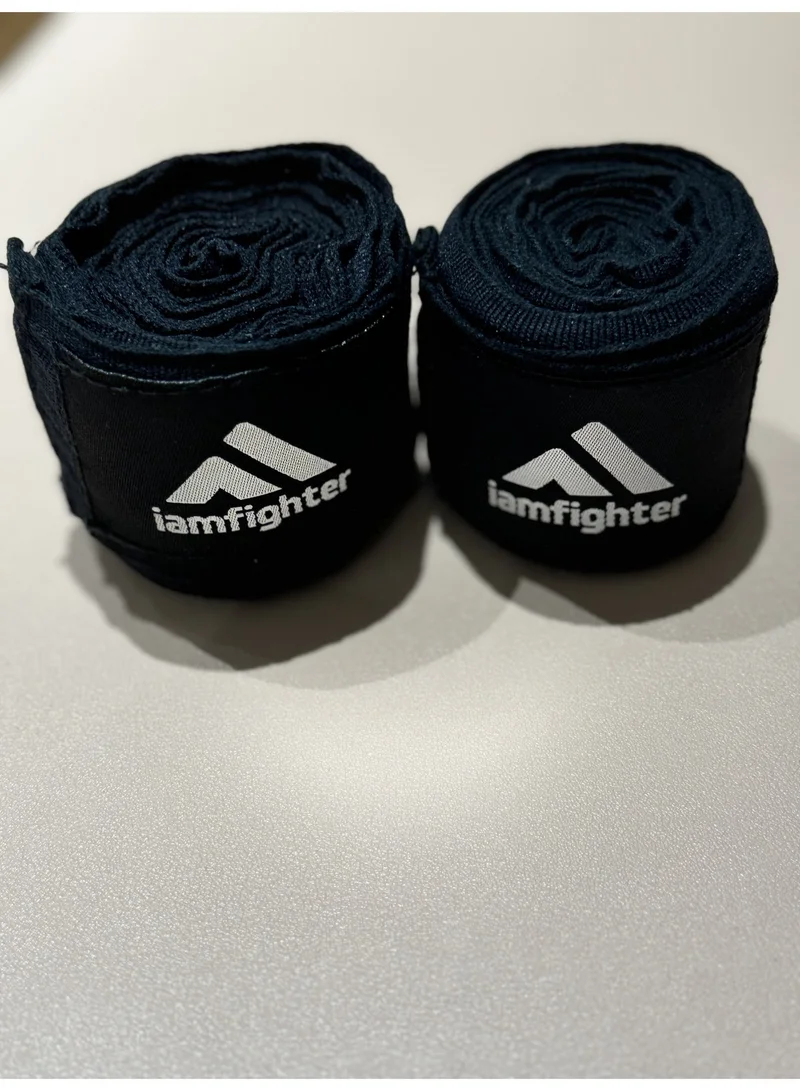 iamfighter IAMFIGHTER Professional Boxing Hand Wraps – Elastic Wrist Support Bandages for MMA, Boxing, Kickboxing & Gym Training (Black)