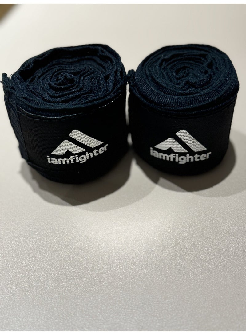 IAMFIGHTER Professional Boxing Hand Wraps – Elastic Wrist Support Bandages for MMA, Boxing, Kickboxing & Gym Training (Black) - Image 2
