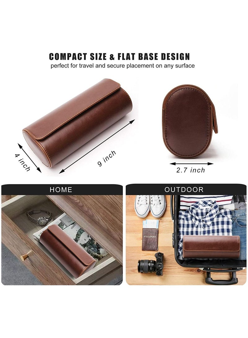 NIBEMINENT حقيبة سفر للساعات، صندوق منظم لفافات الساعات المحمول مع حامل وسادة مخملي قابل للإزالة - Image 4