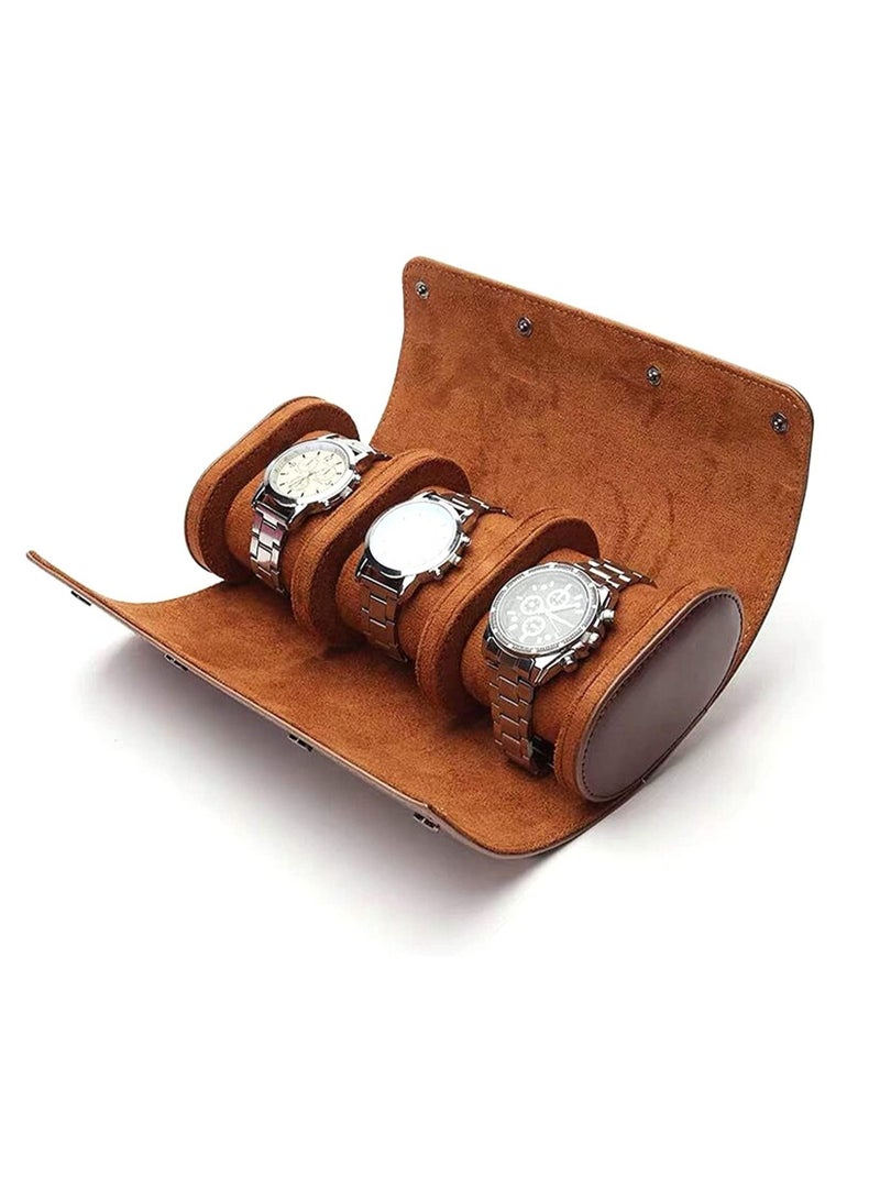 NIBEMINENT حقيبة سفر للساعات، صندوق منظم لفافات الساعات المحمول مع حامل وسادة مخملي قابل للإزالة - Image 1