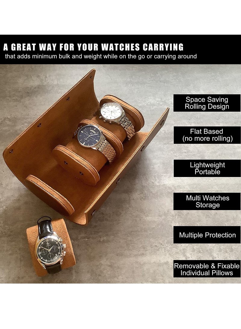 NIBEMINENT حقيبة سفر للساعات، صندوق منظم لفافات الساعات المحمول مع حامل وسادة مخملي قابل للإزالة - Image 3