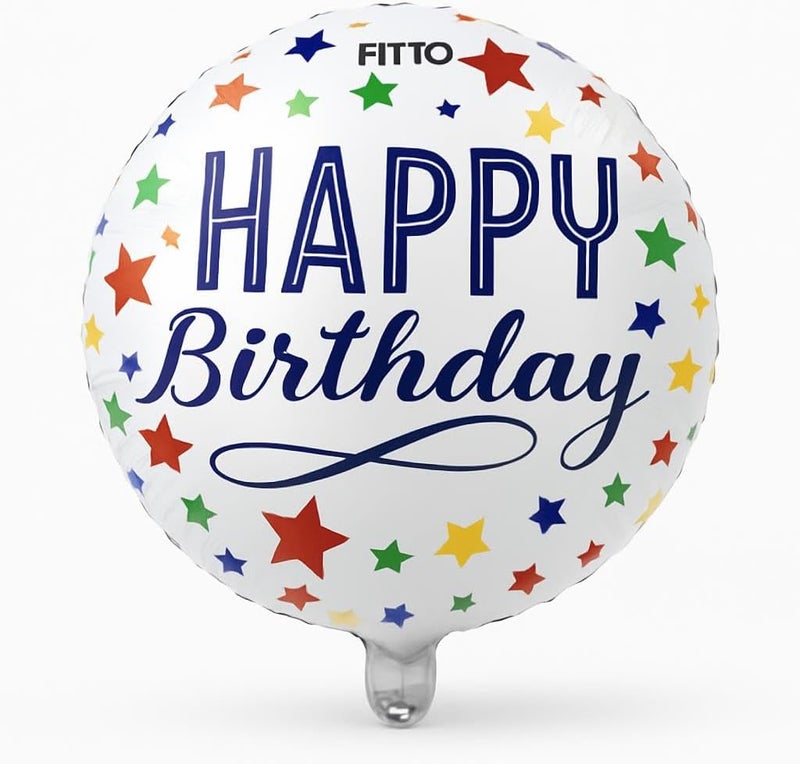 Fitto 18 Happy Birthday foil balloon with Stars for birthday Celebration, Party Decoration for Home & UAE Events - Image 1