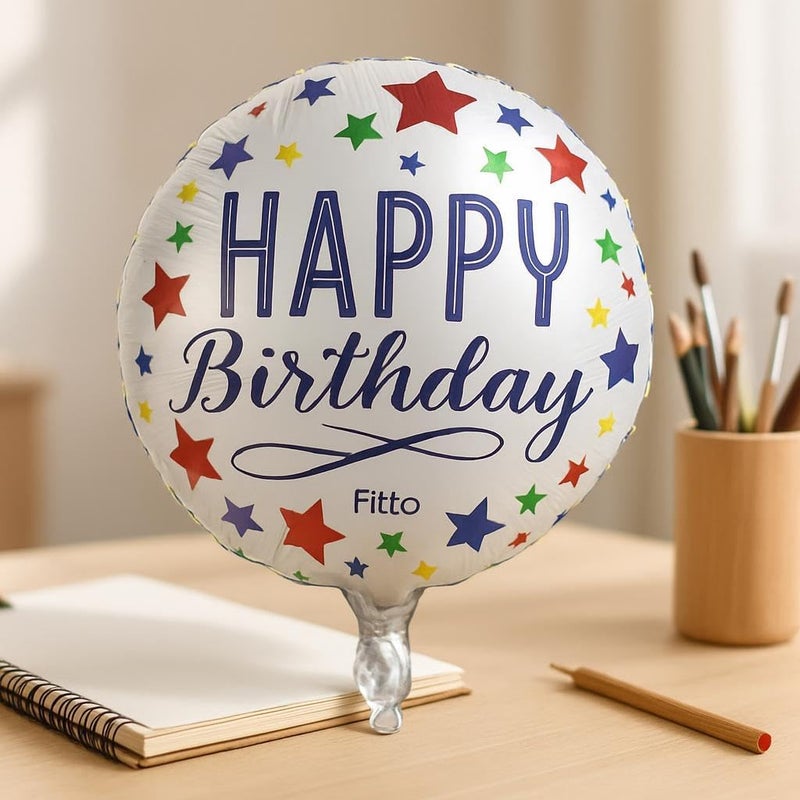 Fitto 18 Happy Birthday foil balloon with Stars for birthday Celebration, Party Decoration for Home & UAE Events - Image 2