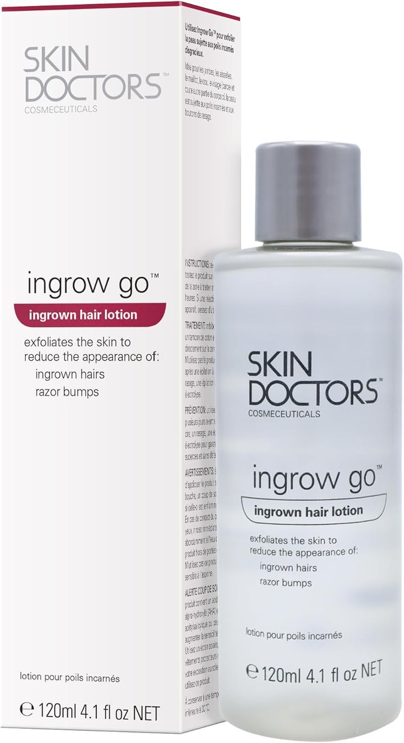 Skin Doctors لوسيون سكين دكتورز إنغرو غو لعلاج الشعر الناشئ يقلل من حروق الحلاقة والنتوءات أستخدمه على الساقين ومنطقة البيكيني وتحت الإبط والوجه 120 مل - Image 1