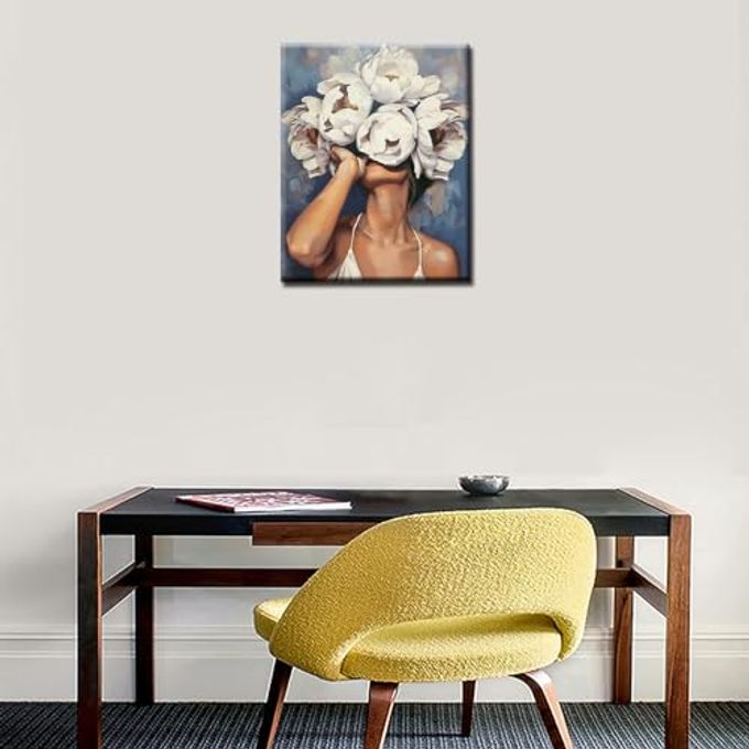 Tucocoo Female and Flower Painting by Numbers Modern Style Lady Head Flower Picture Acrylic Oil Painting Set Figure Lady Home Decor Paint by Numbers for Adults Beginner Without Frame-16''W x 20''H - Image 2