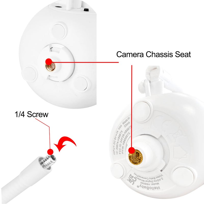 iTODOS Flexible Baby Monitor Mount Compatible with HelloBaby HB65/HB6550/HB6558/HB66/HB248,ANMEATE SM935E/SM650 Monitor,Baby Camera Mount,Baby Clip Mount Without Tools or Wall Damage - Image 3