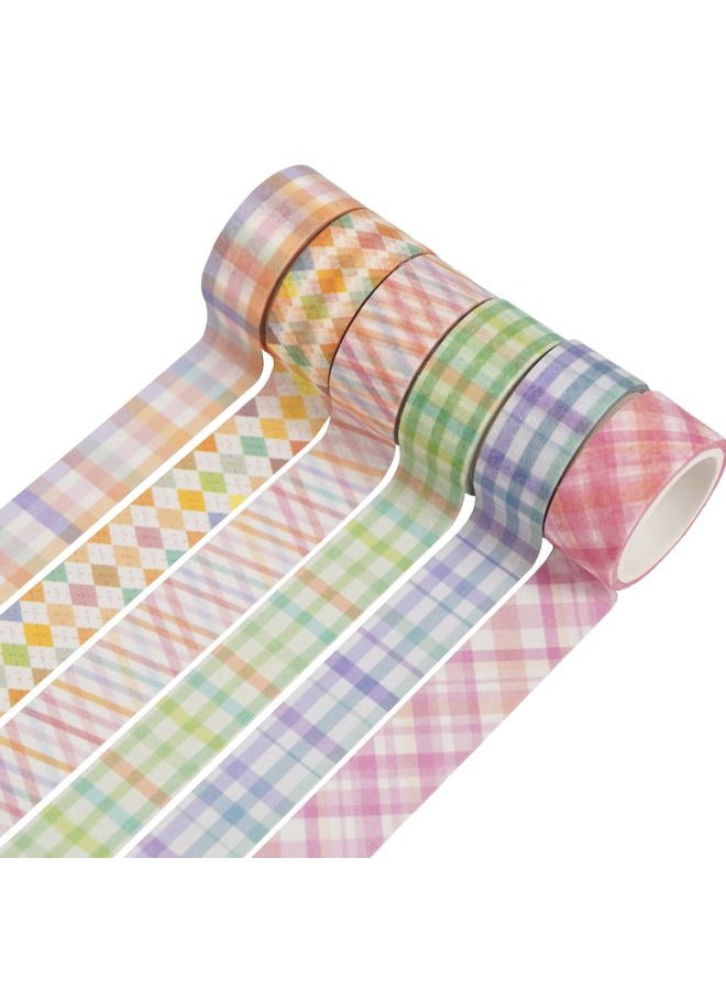 YUBX Basic Grid Washi Tape Set 12 Rolls Plaid Decorative Masking Tapes for Arts, DIY Crafts, Journals, Planners, Scrapbook, Wrapping (Colored) - Image 2