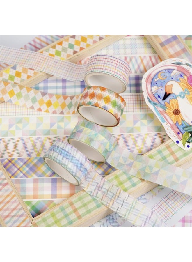 YUBX Basic Grid Washi Tape Set 12 Rolls Plaid Decorative Masking Tapes for Arts, DIY Crafts, Journals, Planners, Scrapbook, Wrapping (Colored) - Image 5
