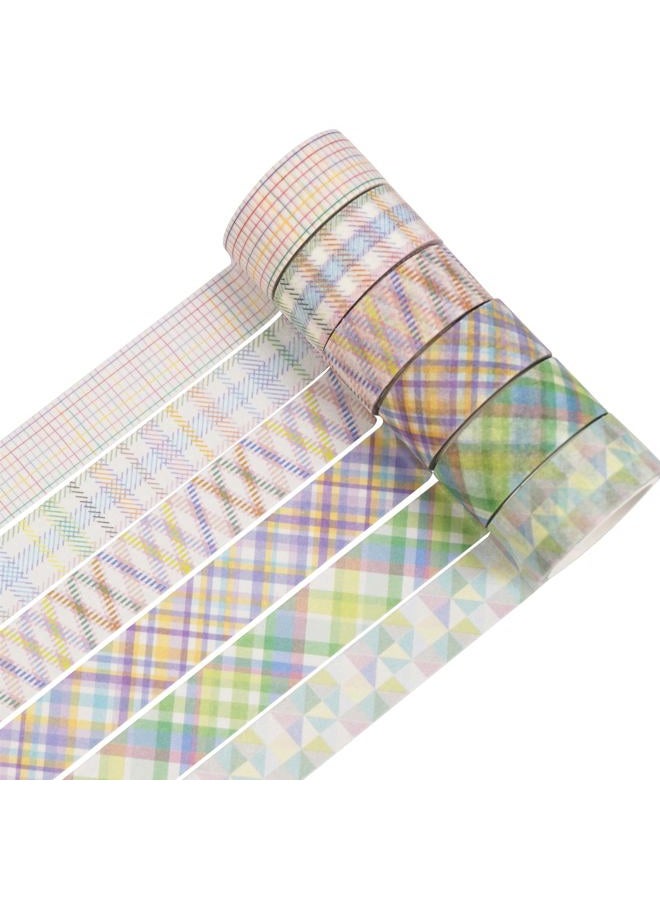 YUBX Basic Grid Washi Tape Set 12 Rolls Plaid Decorative Masking Tapes for Arts, DIY Crafts, Journals, Planners, Scrapbook, Wrapping (Colored) - Image 3