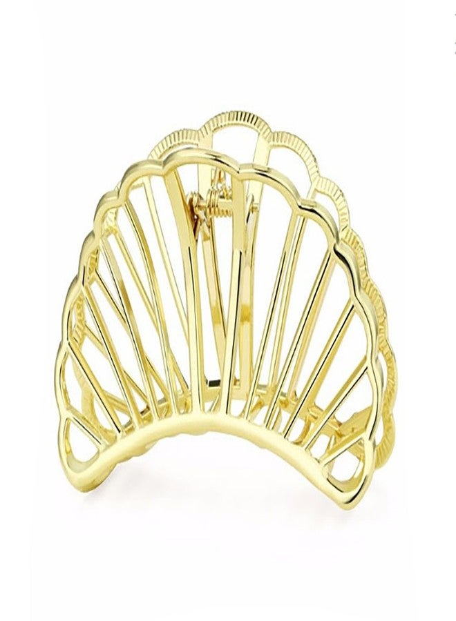 Fodattm Vintage Metal Hair Claw Hair Jaw Clips Hair Clamp Accessories for Girls Women (Sector, Gold) - Image 1
