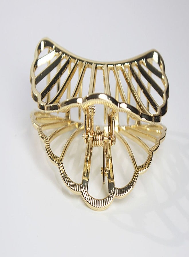 Fodattm Vintage Metal Hair Claw Hair Jaw Clips Hair Clamp Accessories for Girls Women (Sector, Gold) - Image 4