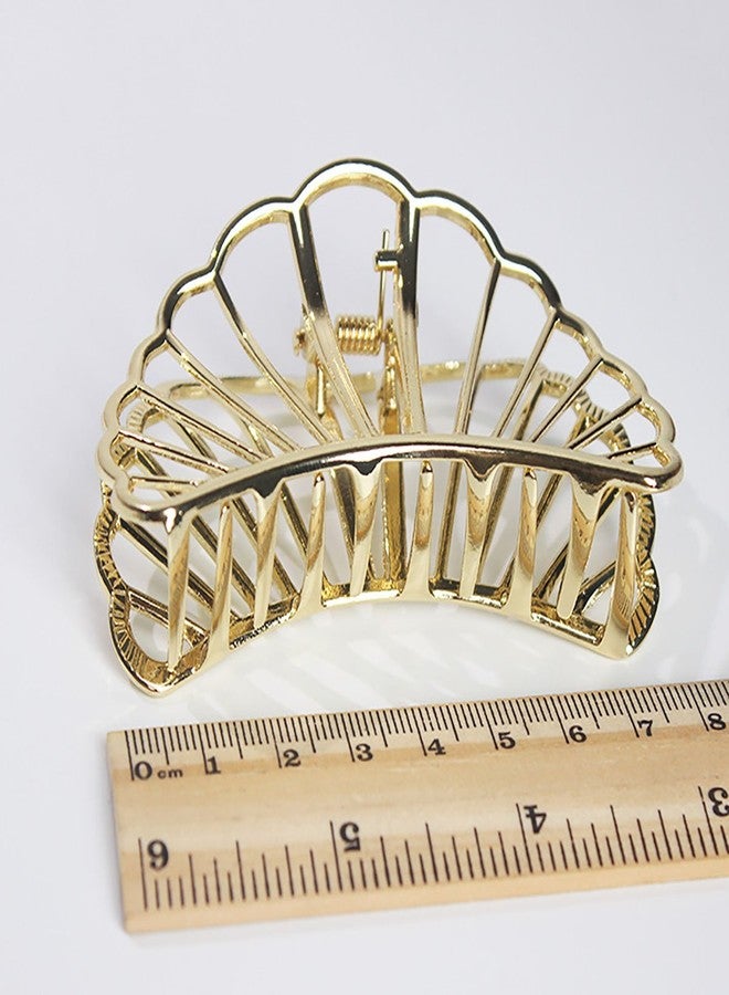 Fodattm Vintage Metal Hair Claw Hair Jaw Clips Hair Clamp Accessories for Girls Women (Sector, Gold) - Image 3