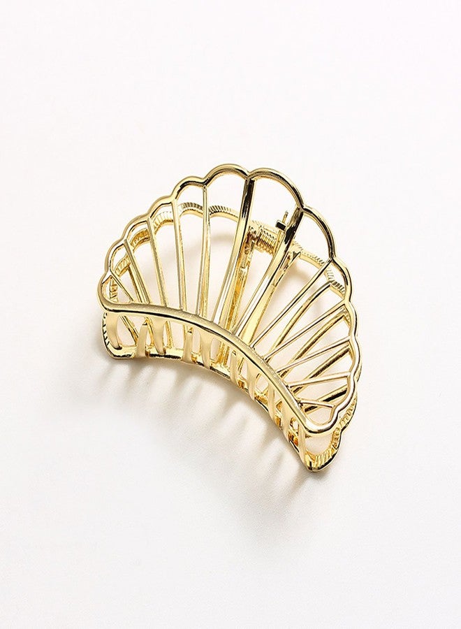 Fodattm Vintage Metal Hair Claw Hair Jaw Clips Hair Clamp Accessories for Girls Women (Sector, Gold) - Image 2