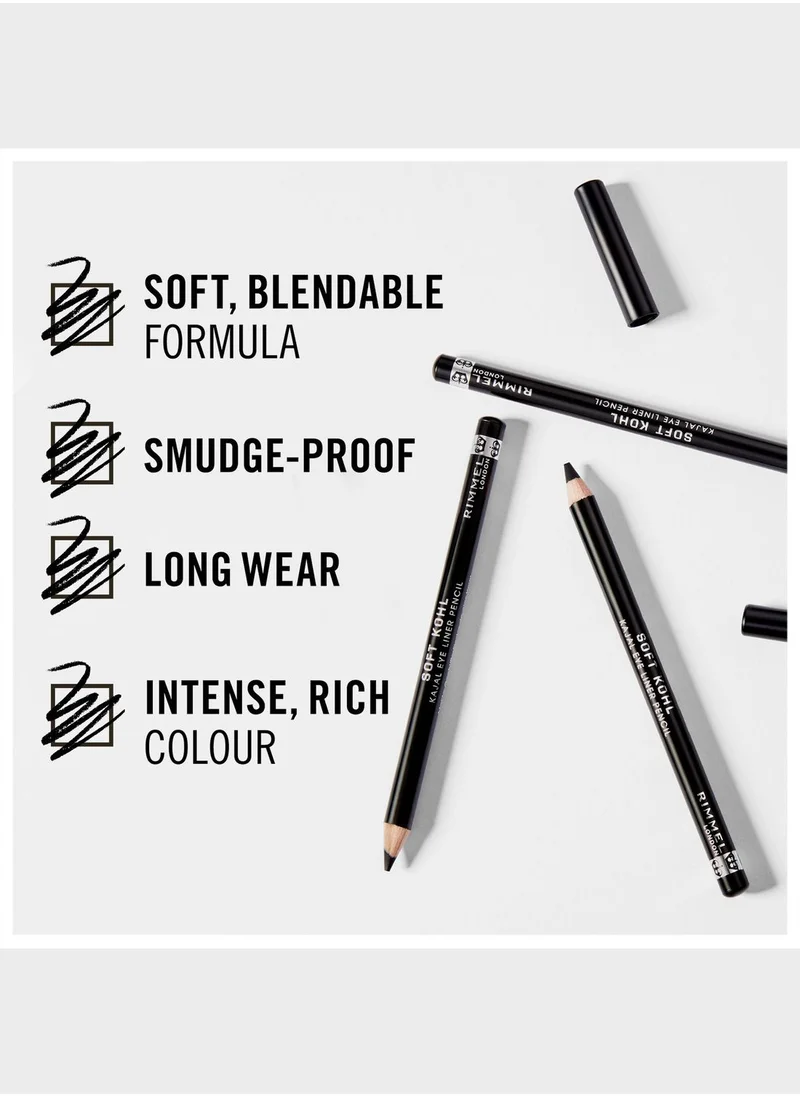 RIMMEL LONDON Soft Kohl Eye Pencil - 061 - Jet Black, 1.2G