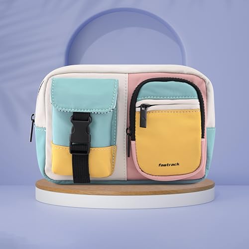 Fastrack Colorblock Nylon Waist Bag for Men & Women | Stylish Travel Fanny Pack | Adjustable Waist Strap | Multiple Zippered Compartments | Lightweight & Durable Casual Bag - Image 2