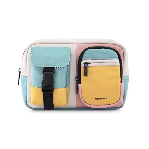 Fastrack Colorblock Nylon Waist Bag for Men & Women | Stylish Travel Fanny Pack | Adjustable Waist Strap | Multiple Zippered Compartments | Lightweight & Durable Casual Bag - Image 1