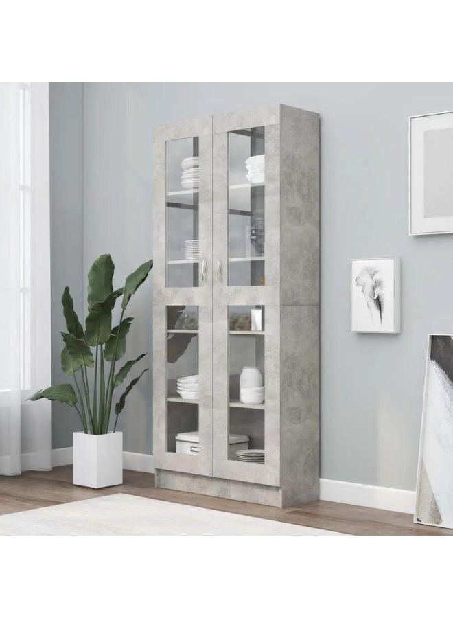 vidaxl vidaXL Vitrine Cabinet Concrete Grey 82.5x30.5x185.5 cm Engineered Wood  - Image 1