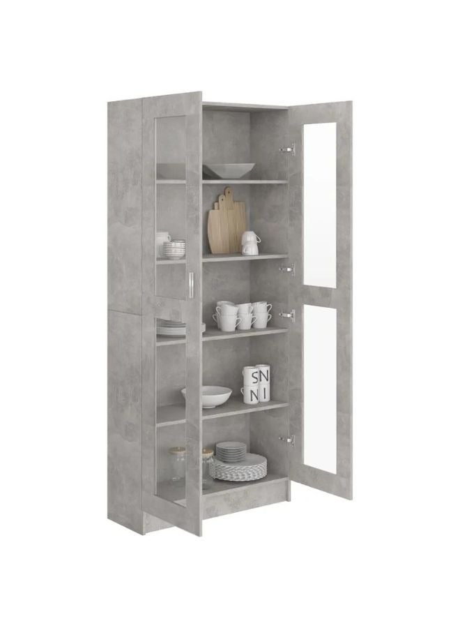 vidaxl vidaXL Vitrine Cabinet Concrete Grey 82.5x30.5x185.5 cm Engineered Wood  - Image 2