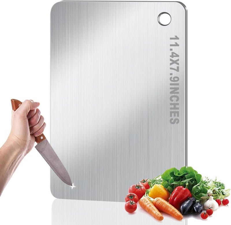 BLOCE Titanium Cutting Board for Kitchen, Stainless Non Stick Chopping Board, Upgrade Double Sided Food-Grade Titanium Board for Kitchen for Meat Cheese Vegetable (Small) - Image 1