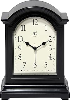 Infinity Instruments Infinity Instruments Black Antique 9"" x 6"" Grandfather Mantle Tabletop Clock Mini Tesktop Table Mantel Decor Vintage - Image 1