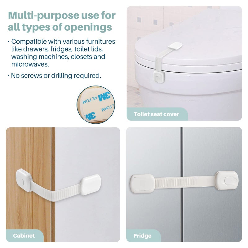 Inaya Complete 50pc Deluxe Baby Proofing Kit - Flexible Hidden Baby Locks for Cabinets and Drawers, Adjustable Child Safety Latches, Corner Guards & Furniture Anchors - Image 5