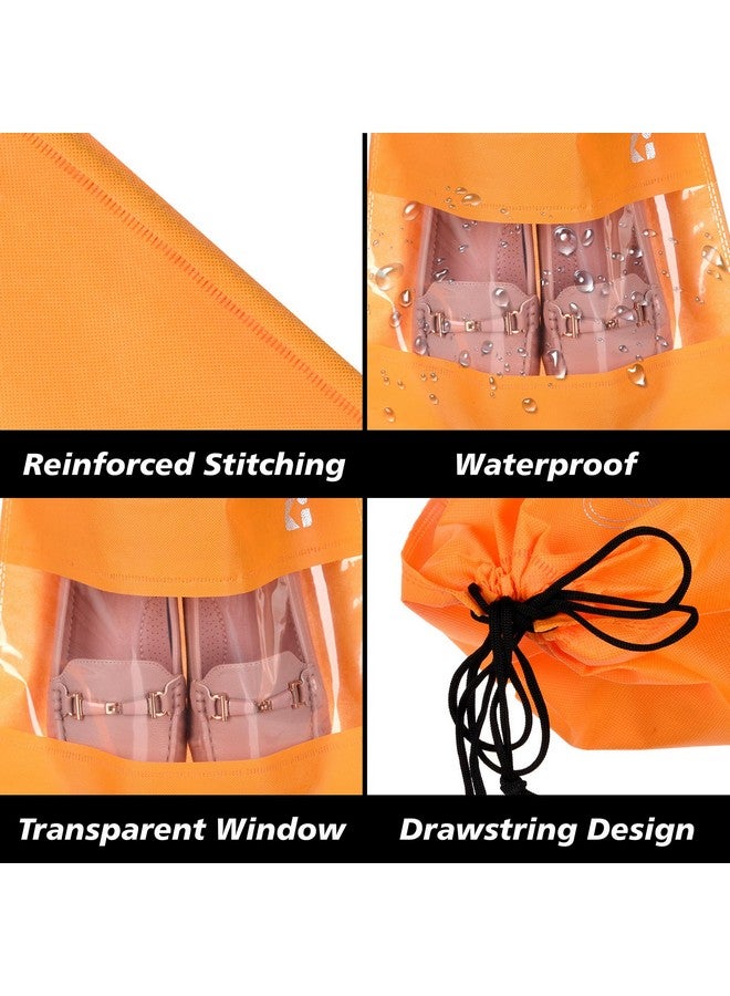 Kuber Industries Kuber Industries Pack of 24 Shoe Bags | Shoe Bags for Travel | Non-Woven Shoe Storage Bags | Storage Organizers Set | Shoe Cover with Transparent Window | Shoe Dori Cover | Orange & Coffee - Image 4