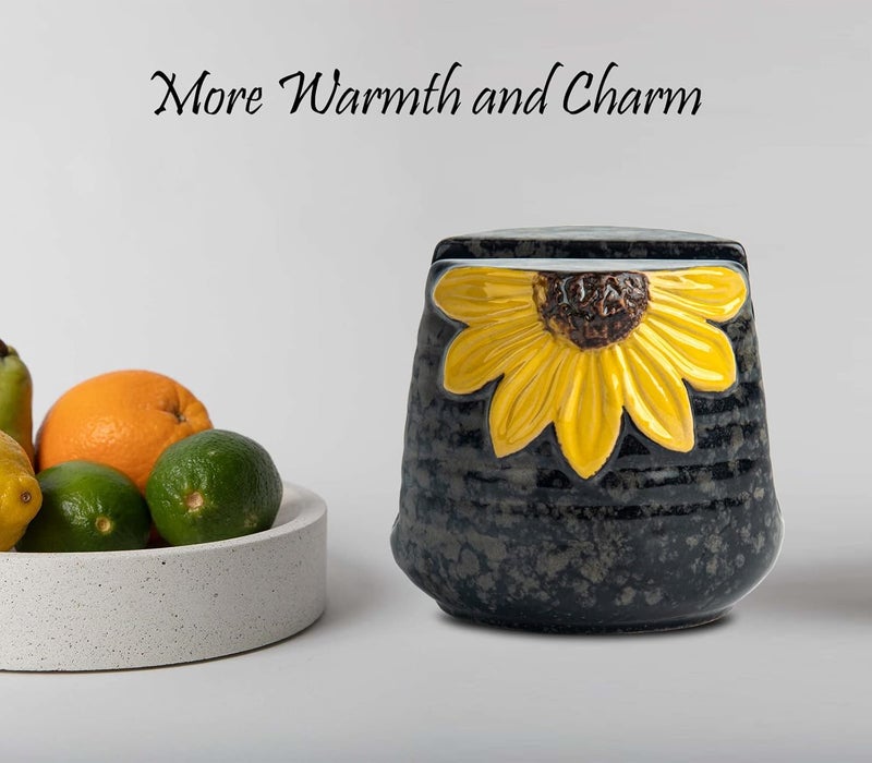 GABROC YU&CH Sunflower Sponge Holder for Kitchen Sink, Ceramic, Yellow, Freestanding, Dishwasher Safe - Image 2