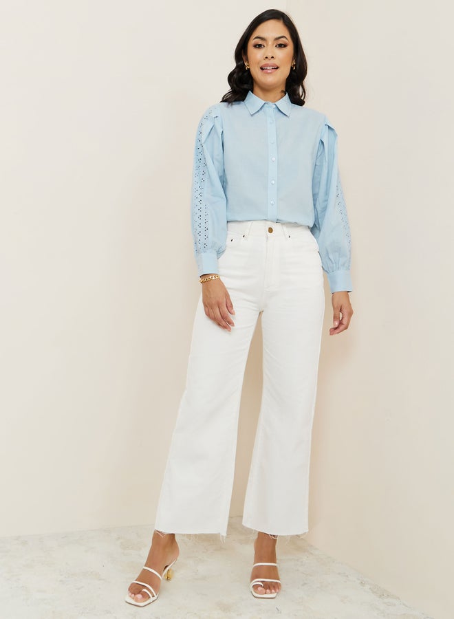 ستايلي بلوزة بتداخلات مطرزة وأزرار - Image 2