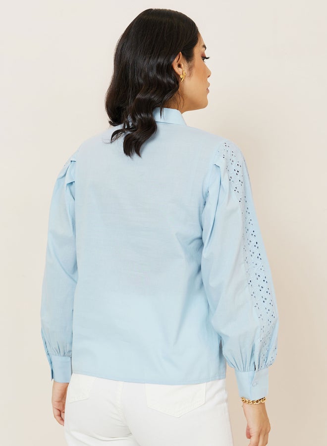 ستايلي بلوزة بتداخلات مطرزة وأزرار - Image 5