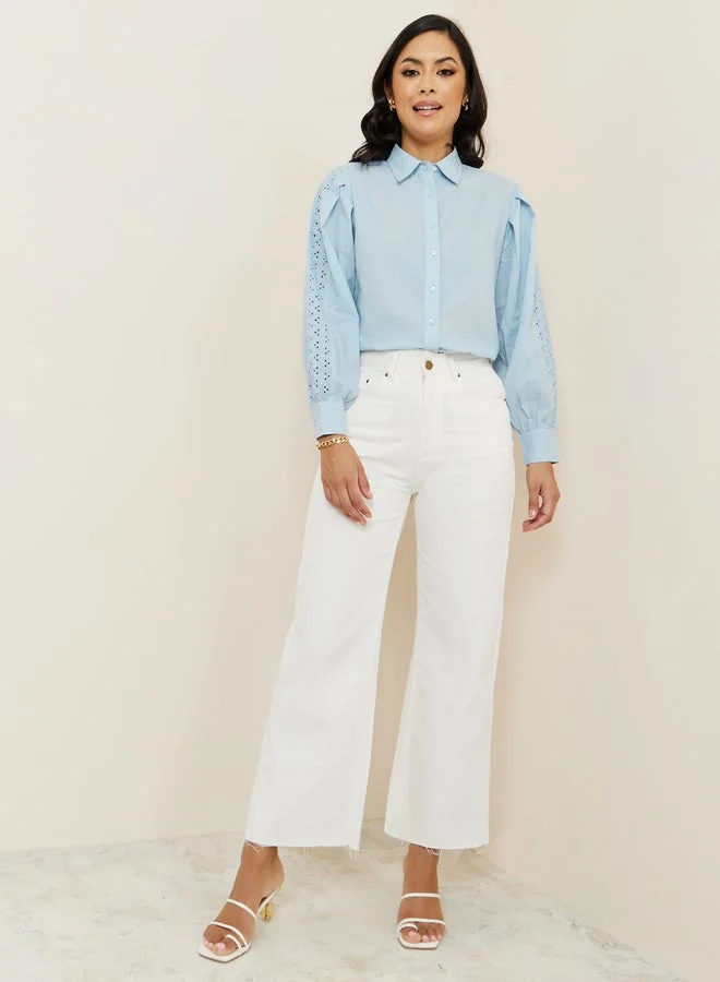 Styli Styli Schiffli Insert Button Placket Shirt