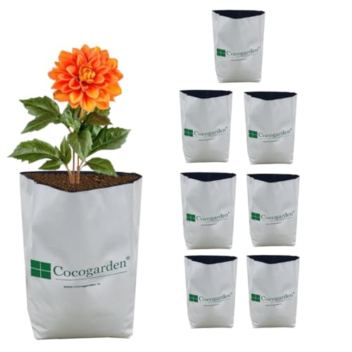cocogarden UV Treated Poly Grow Bags for Terrace Gardening (20 x 20 x 40) cms (White, Pack of 8) | Home Gardening Plant Container Bag for Leafy Vegetable and Flower Plants - Image 1